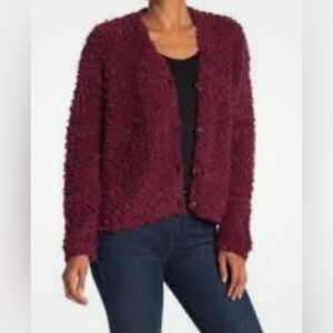 RXB‎ Deep Red Textured Cardigan Sise Small